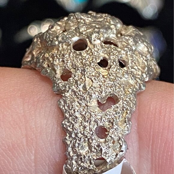 Ring Size 8 Brutalist Design Dome Sterling Silver 925 Women - Picture 2 of 11